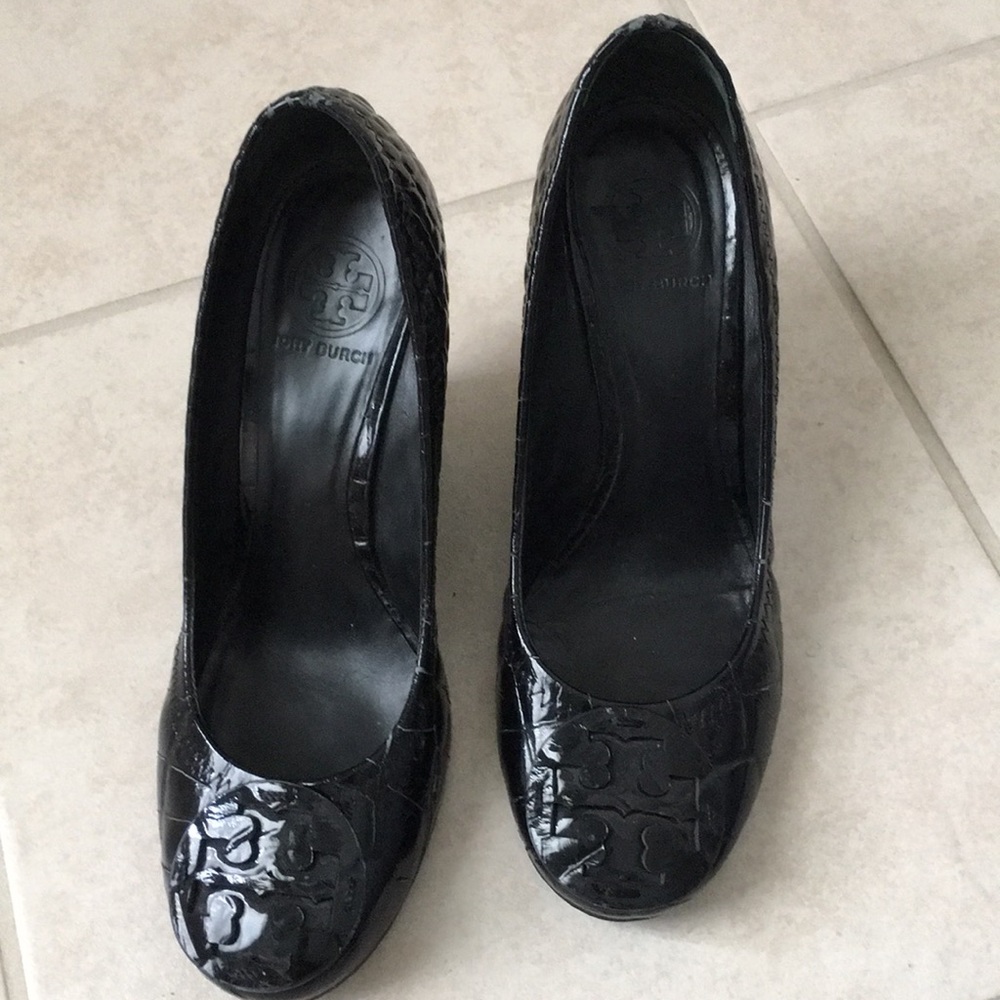 Tory Burch patent wedge